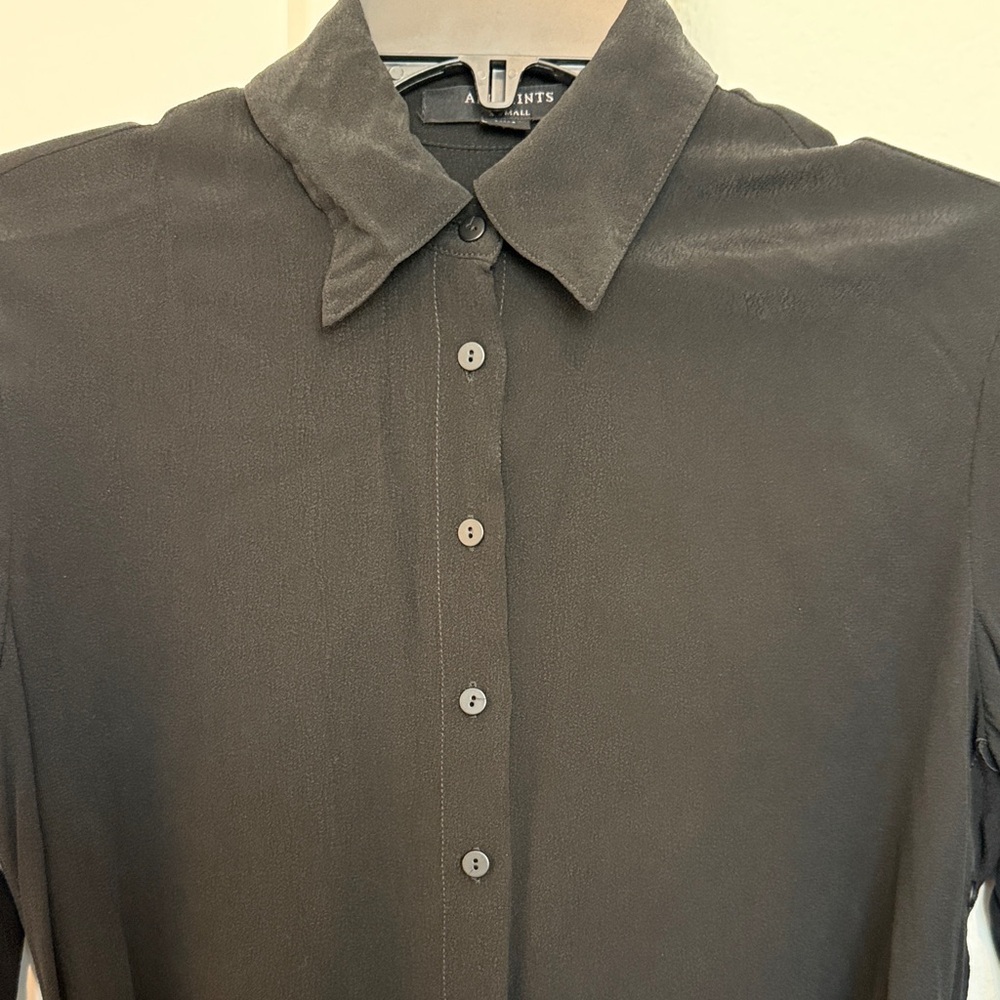 ALLSAINTS Black Anya Long Sleeve Button Down Dress - Picture 5 of 16